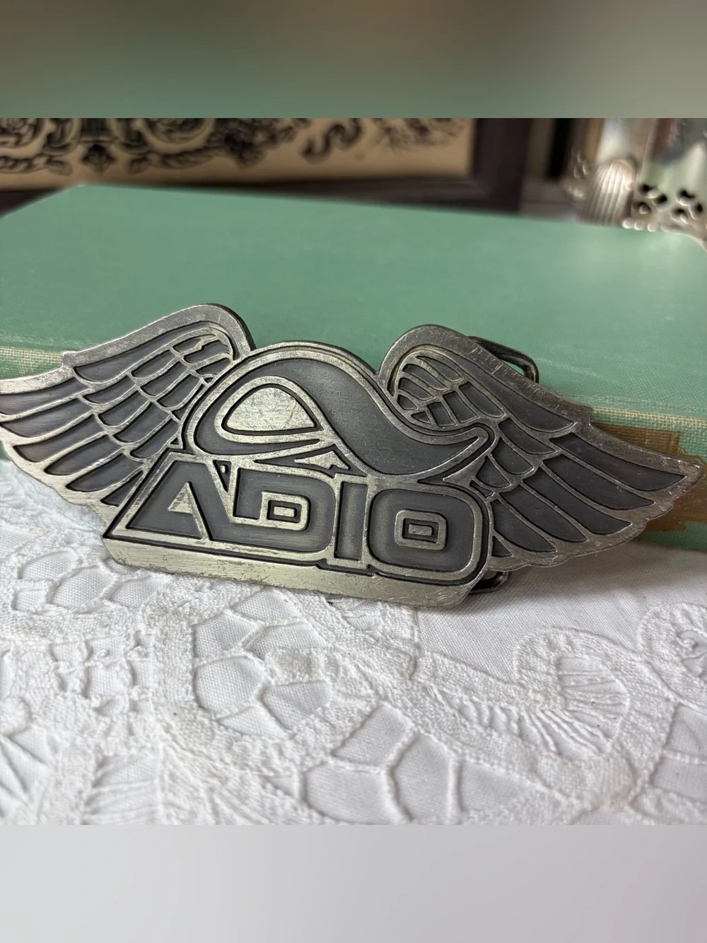 Vintage ADIO Skateboard Winged metal Belt Buckle Grunge Punk 90s